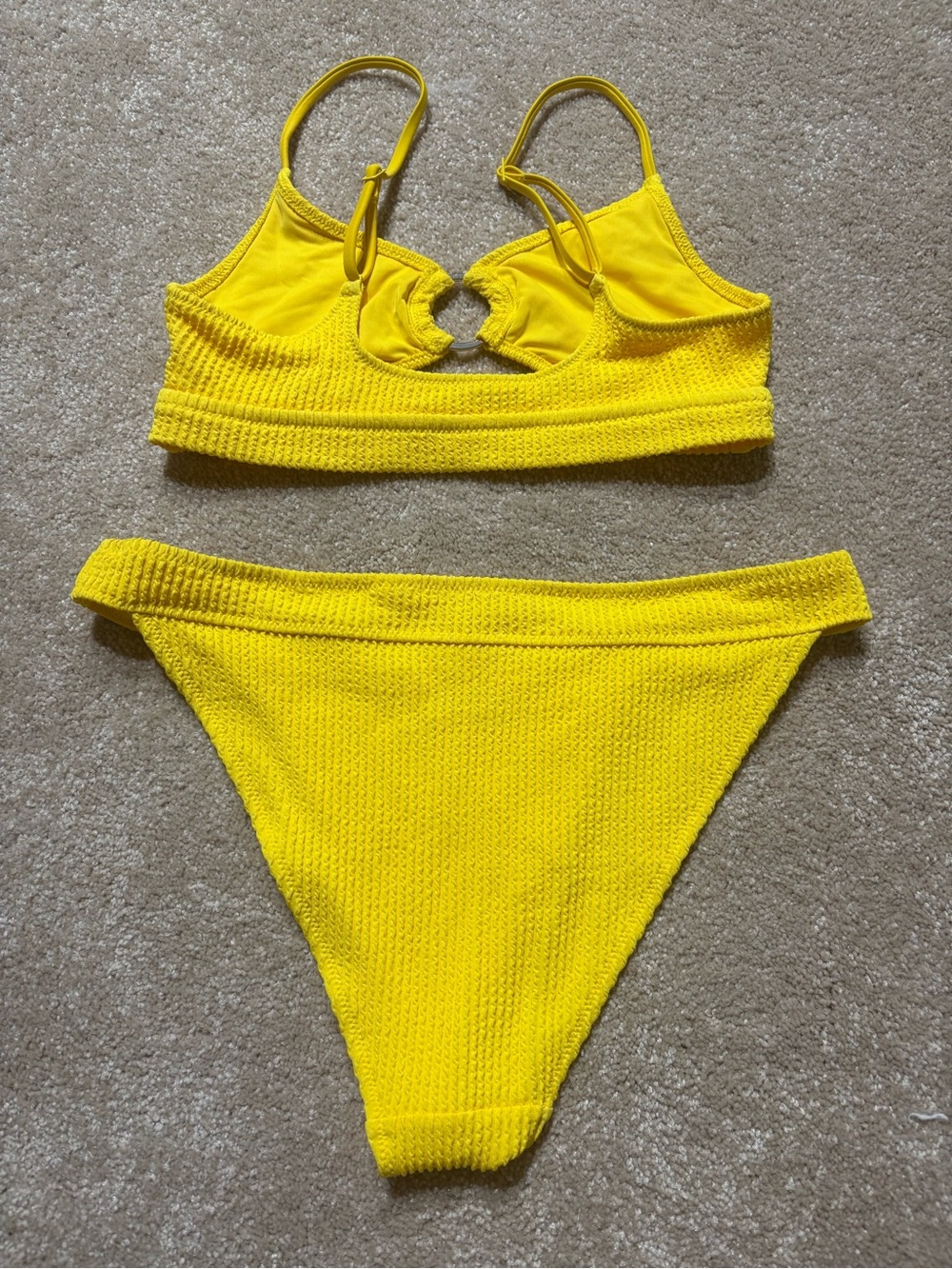 AERIE Yellow Textured Two-Piece Bikini Set